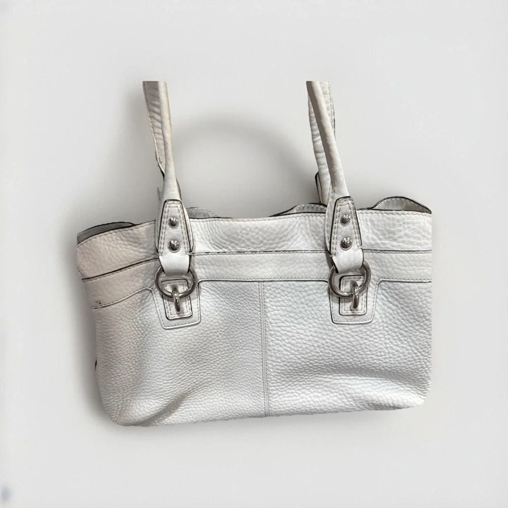 COACH F14686 Penelope Cream‎ White Pebbled Leather Double Handle Shoulder Purse